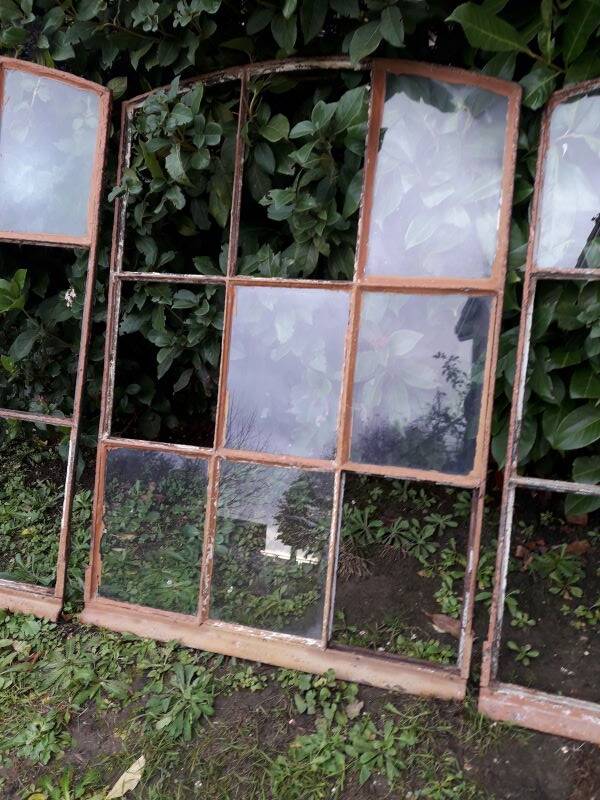 Industrial arched metal windows L73xH110 19th century glass roof