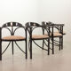 4 chaises de salle à manger triangulaires Thonet en bois laqué noir, modèle 87, années 1980
