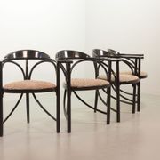 4 Wooden Black Lacquered Thonet Triangle Dining Chairs Model 87, 1980s