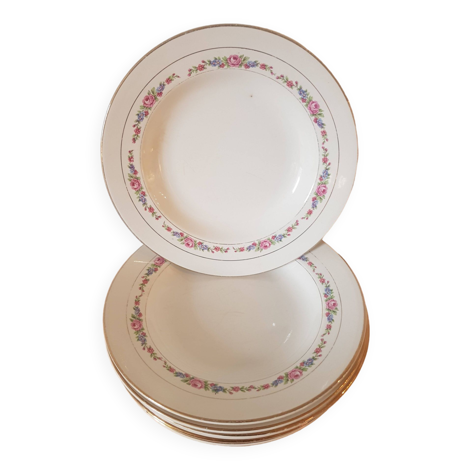 8 flowered soup plates L'amandinoise