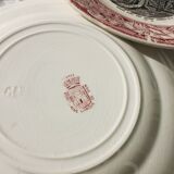 Set of 3 talking plates Jeanne d'Arc, Opaque porcelain of Gien