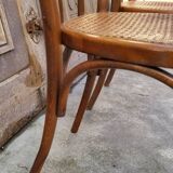 Pair of Thonet style bistro chairs in bentwood canework - 1930s
