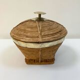 Vintage wicker and brass basket - 1970s