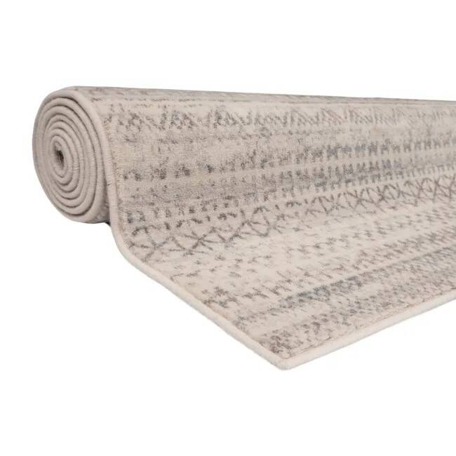 Beige wool ethnic rug