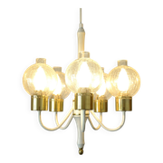 Vintage pendant light white eclectic chandelier hanging lamp Germany 1970's