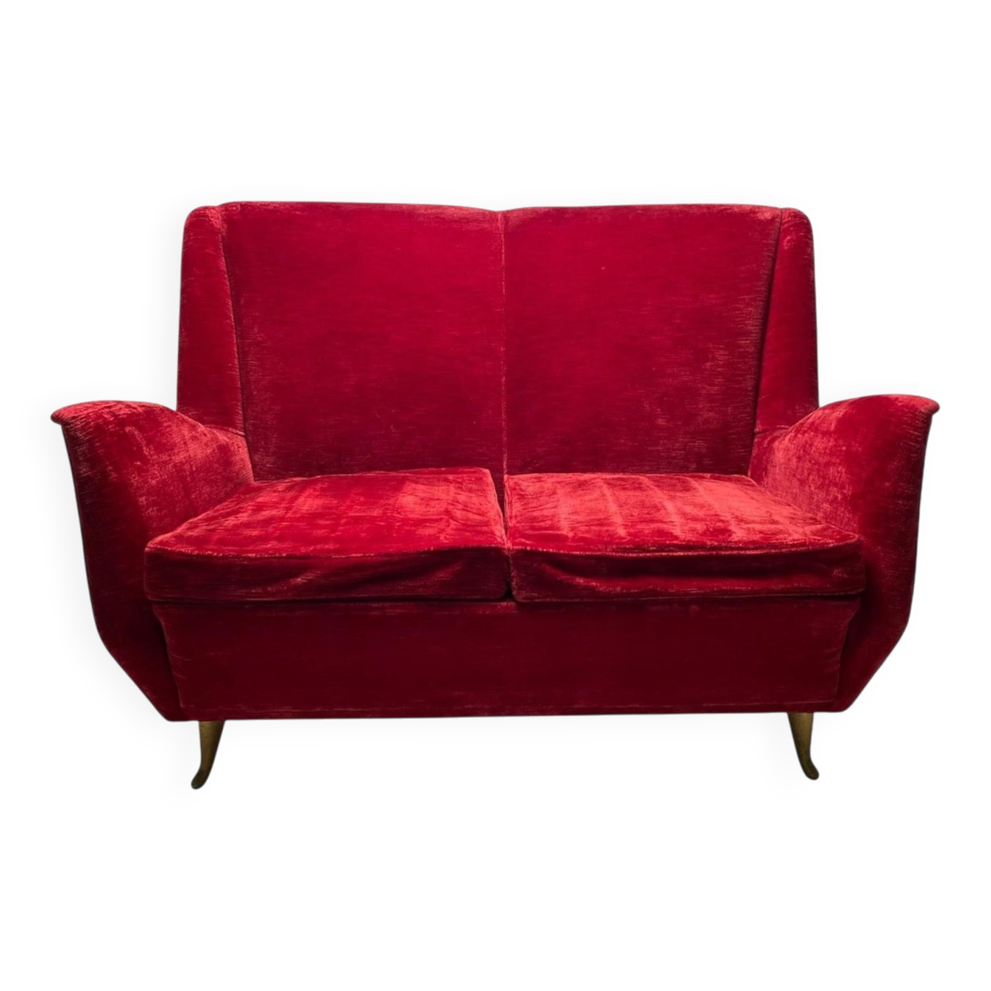 Italian Two-Seater Red Sofa from by I.S.A. Bergamo, 1950s