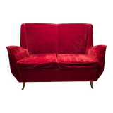Italian Two-Seater Red Sofa from by I.S.A. Bergamo, 1950s