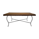 Rattan and wrought iron coffee table 1 meter x 51cm