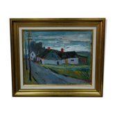 Peinture à l’huile, encadré John Börén, Paysage moderne suédois, années 1960,