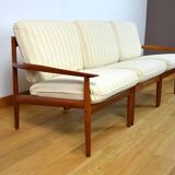 3 Chauffeuses Formant Banquette Danoise de Grete Jalk Édition Glostrup 1960