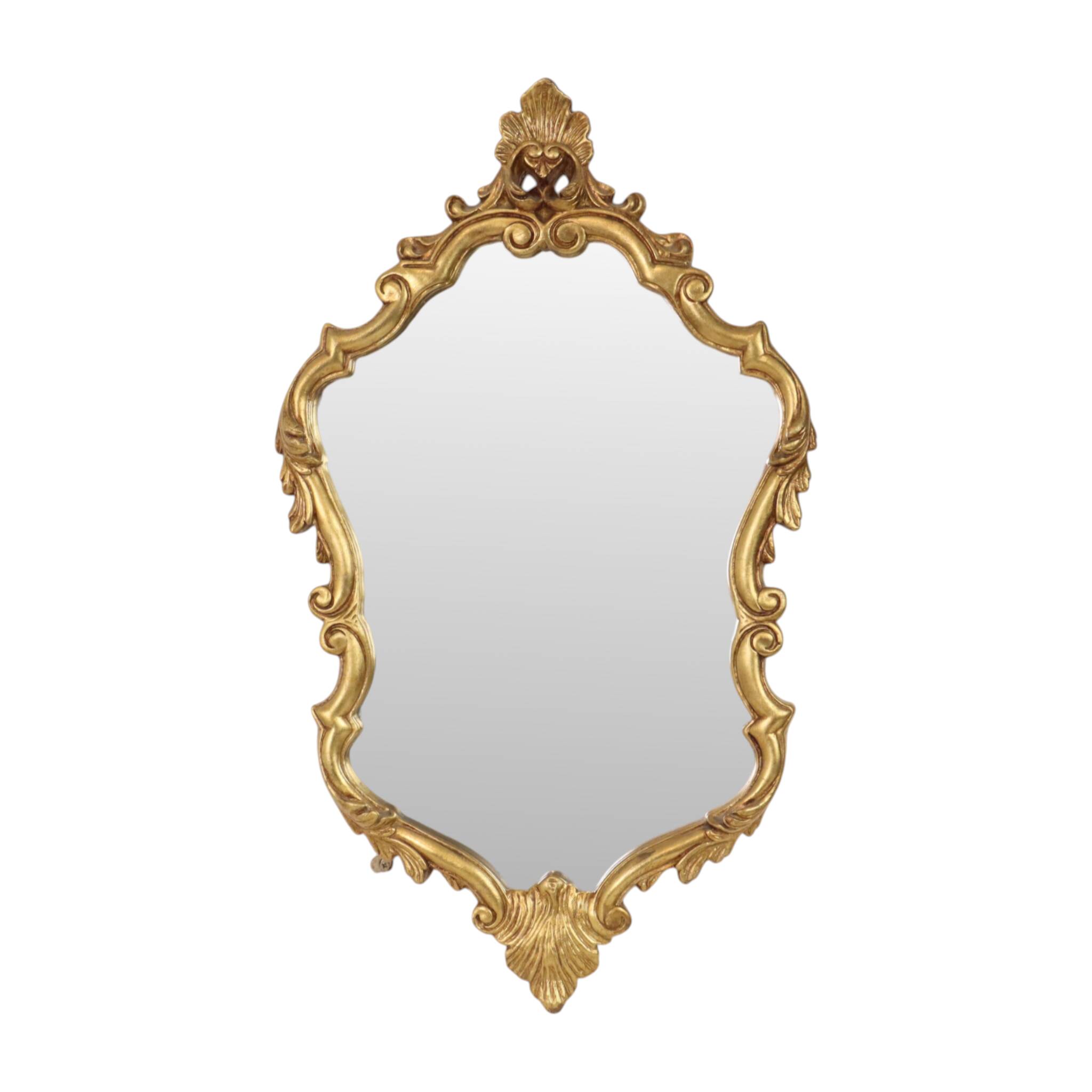 Classic Gold Crested Mirror, French Baroque Style, 74 cm