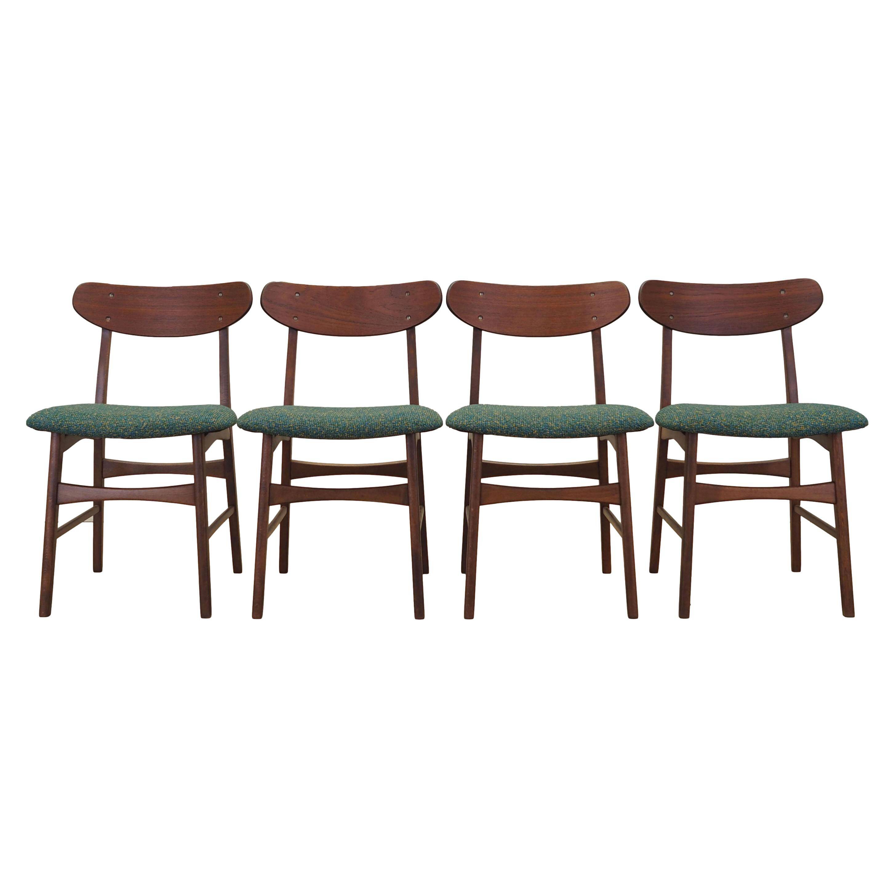 Set of four teak chairs, Danish design, 1970s, production: Denmark