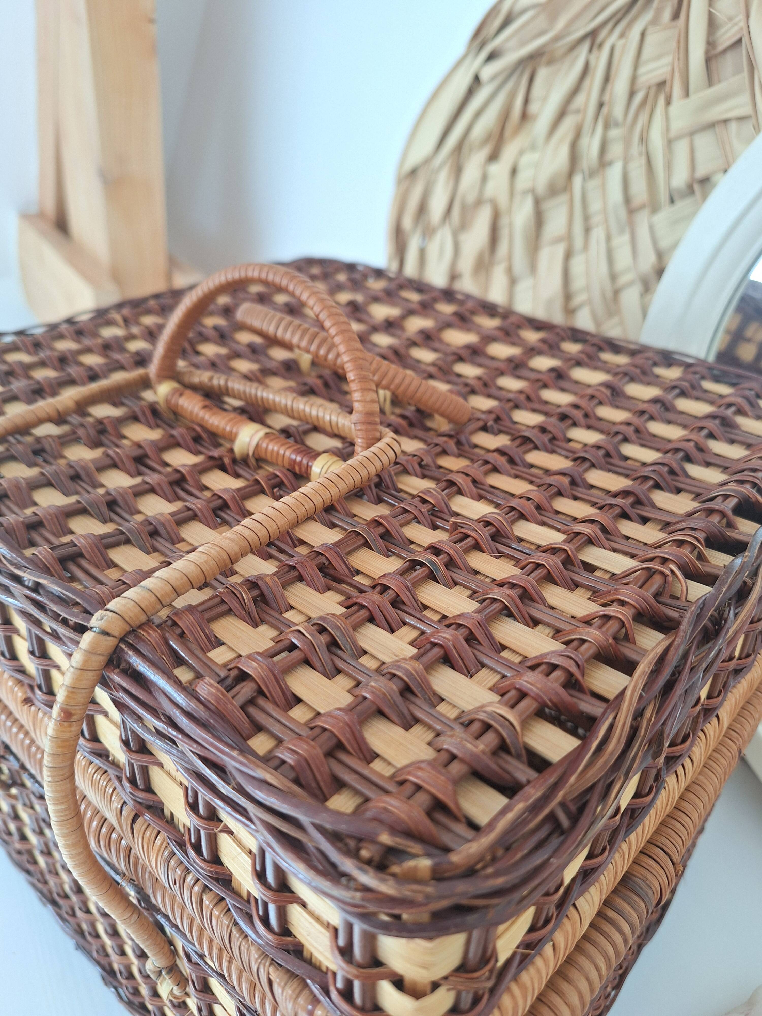 Vintage wicker suitcase