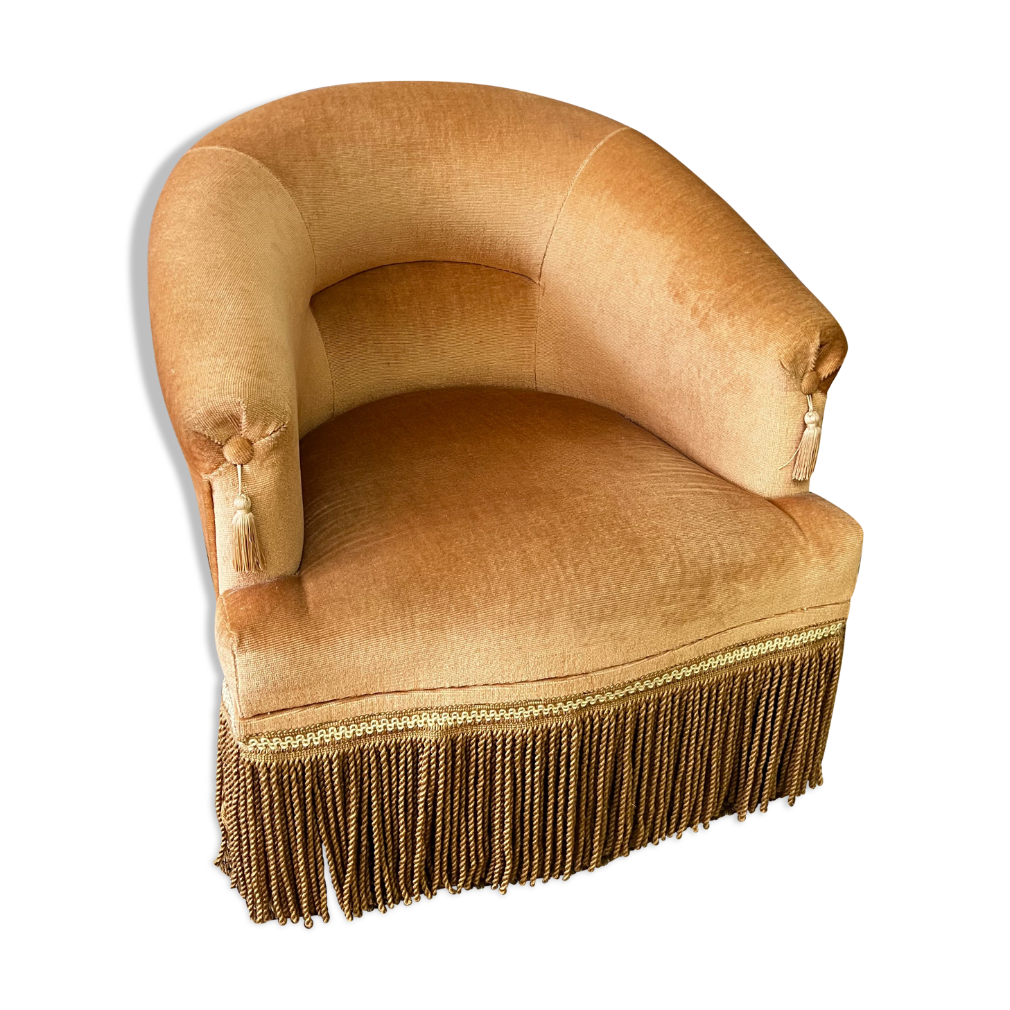 Yellow velvet toad armchair