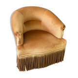 Yellow velvet toad armchair