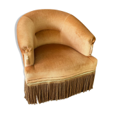 Yellow velvet toad armchair