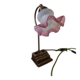 Antique desk lamp, in opaline and gilded brass.