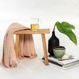 Vintage handmade teak mini bench - 30 x 16 x H 30 cm