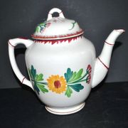 Cafetière Sarreguemines décor Colmar polychrome forme bambou 1930