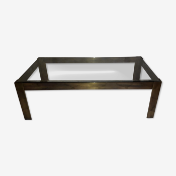 Coffee table in bronze and beveled glass