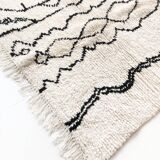 Moroccan Berber rug Azilal ecru and black 2.08x1.33m