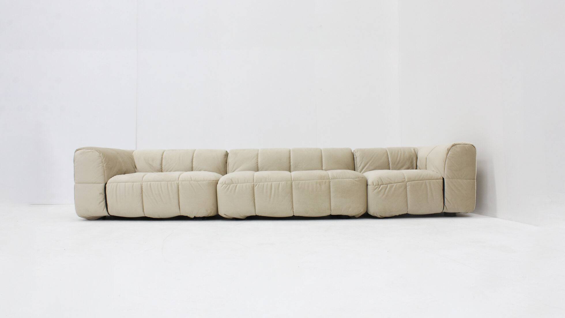 Vintage modular Arflex Strips sofa in beige velvet by Cini Boeri 1970s