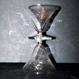 Set of 2 flared crystal glasses engraved guilloche scrolls art deco 1920 champagne cocktail cup