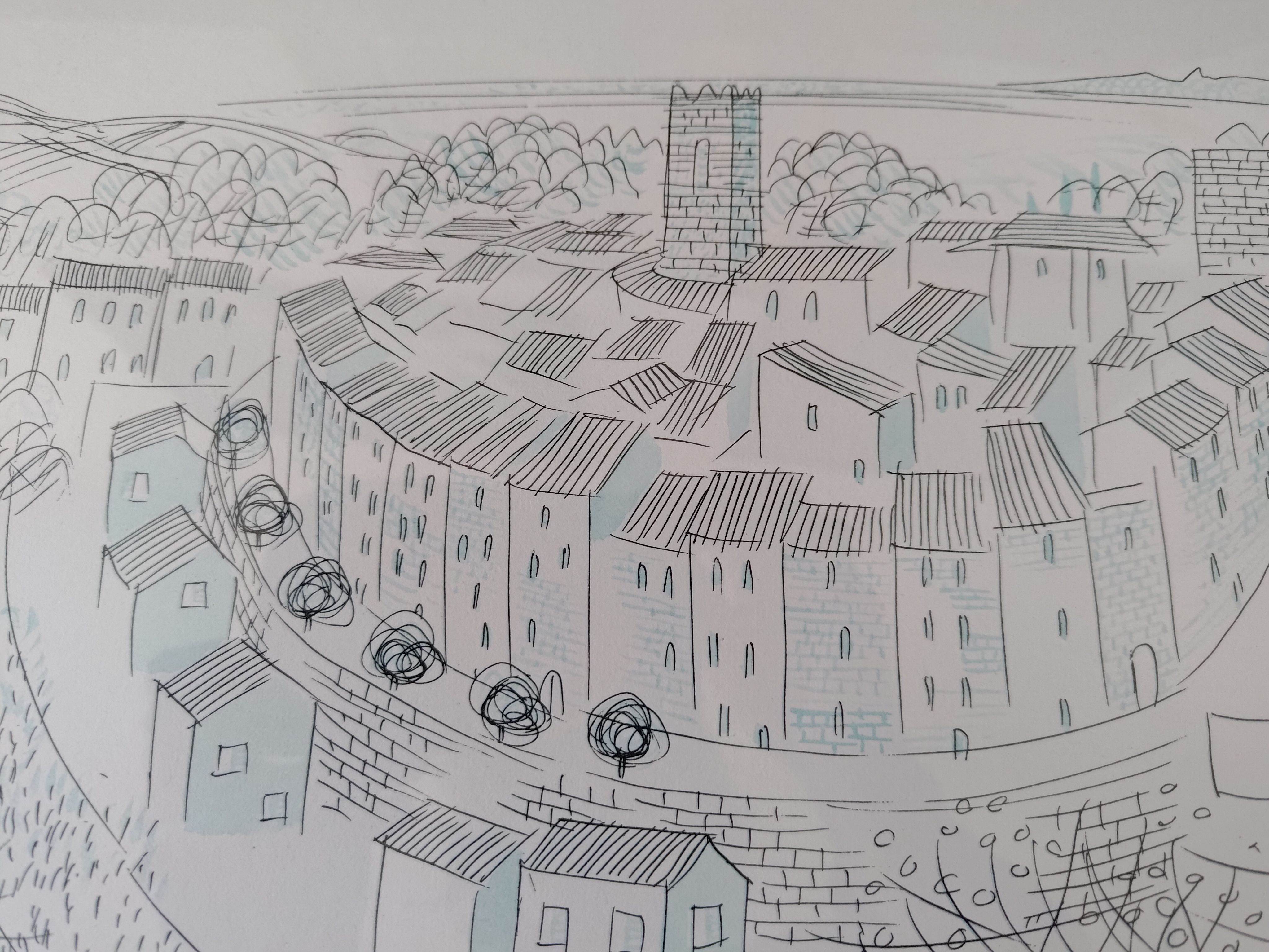 Watercolor drawing of Saint Paul de Vence by Vincent Gayet.