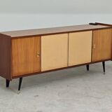4-door sideboard in light beige and German wood from the 60s