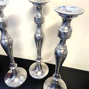 Set of Candle Holders Candelabra Torch Candle Holders Polished Brushed Aluminium