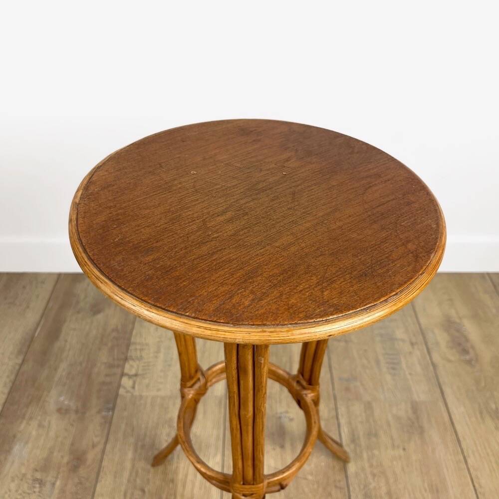 Mini rattan plant holder pedestal from the 60s