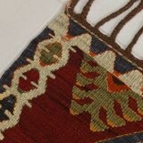 Kilim Vintage Anatolien Rouge – Motifs Géométriques, Laine, 88x125 Cm