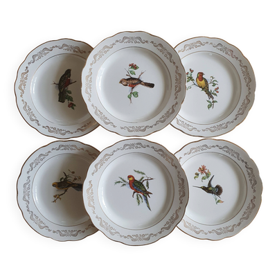 6 assiettes plates Gien Moineaux de Paris