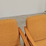 Paire de fauteuils Tchèque tissu chiné moutarde 1960