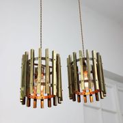 Lampe à suspension vintage en laiton italien, années 70