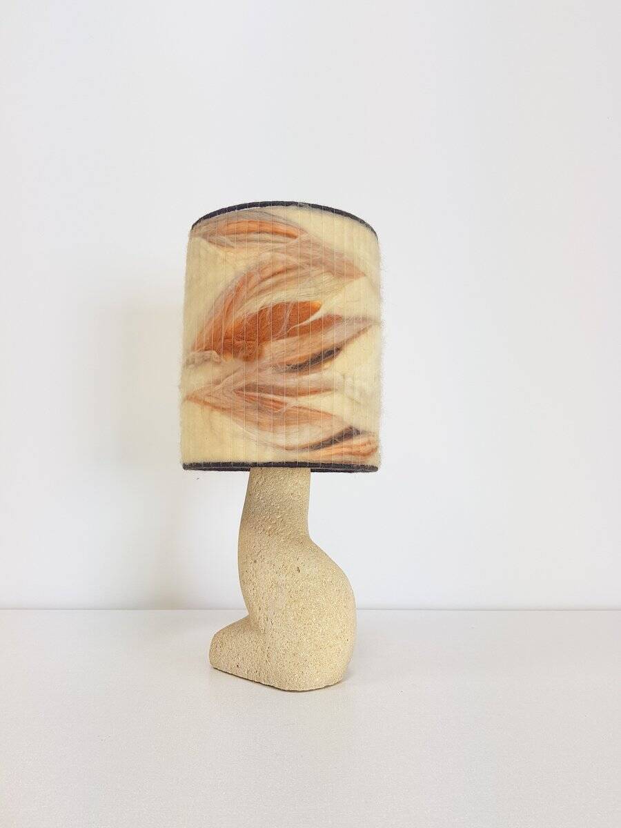 Arts & Crafts Style Brutalist Natural Stone Table Lamp, 1970s
