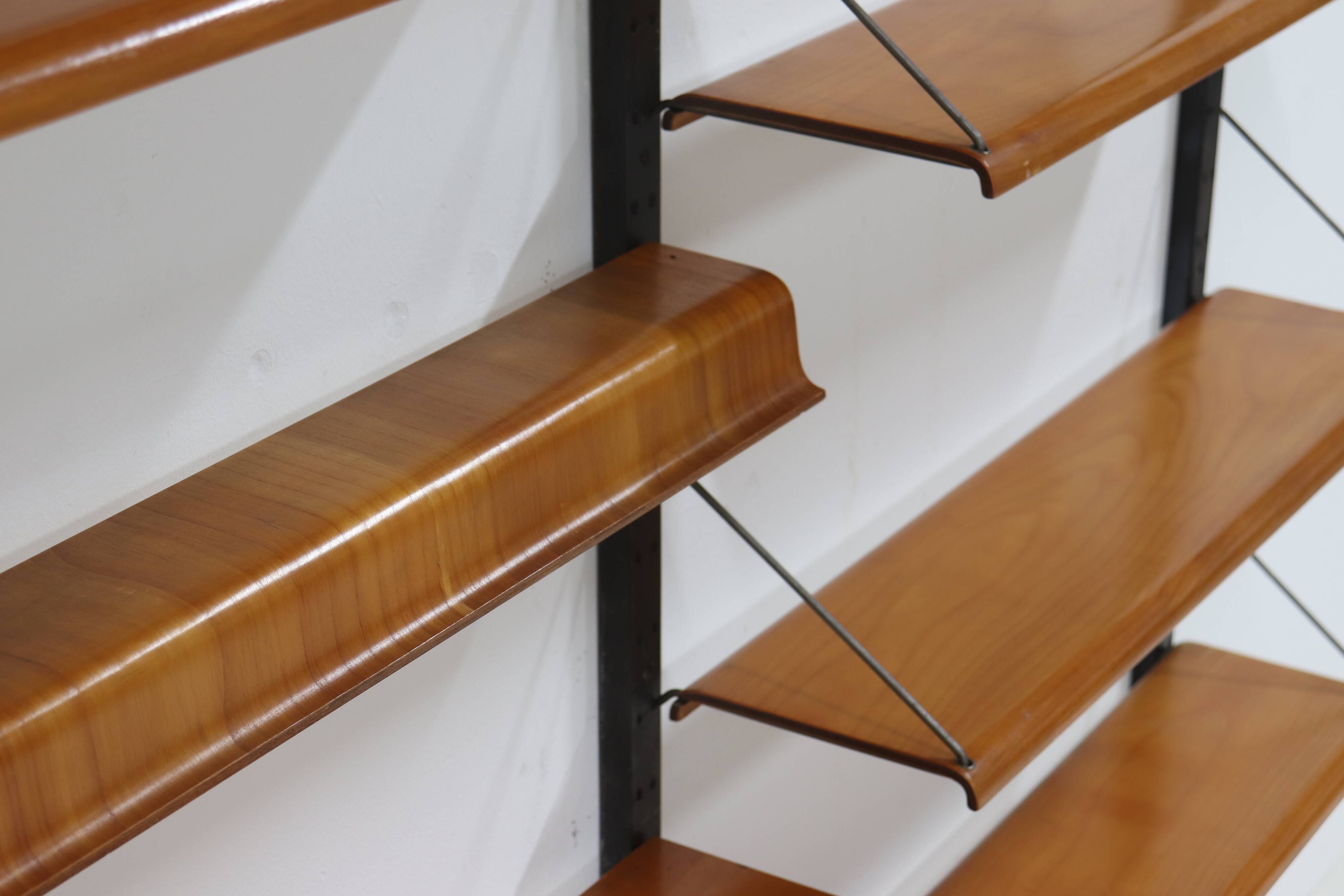 Rare Scandinavian Wall Mounted Plywood Shelving Unit 1950s