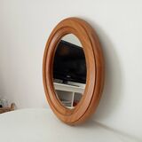 Vintage oval mirror in solid oak 36*31 cm