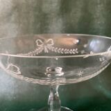 Old compote bowl, standing bezel in engraved crystal circa 1900