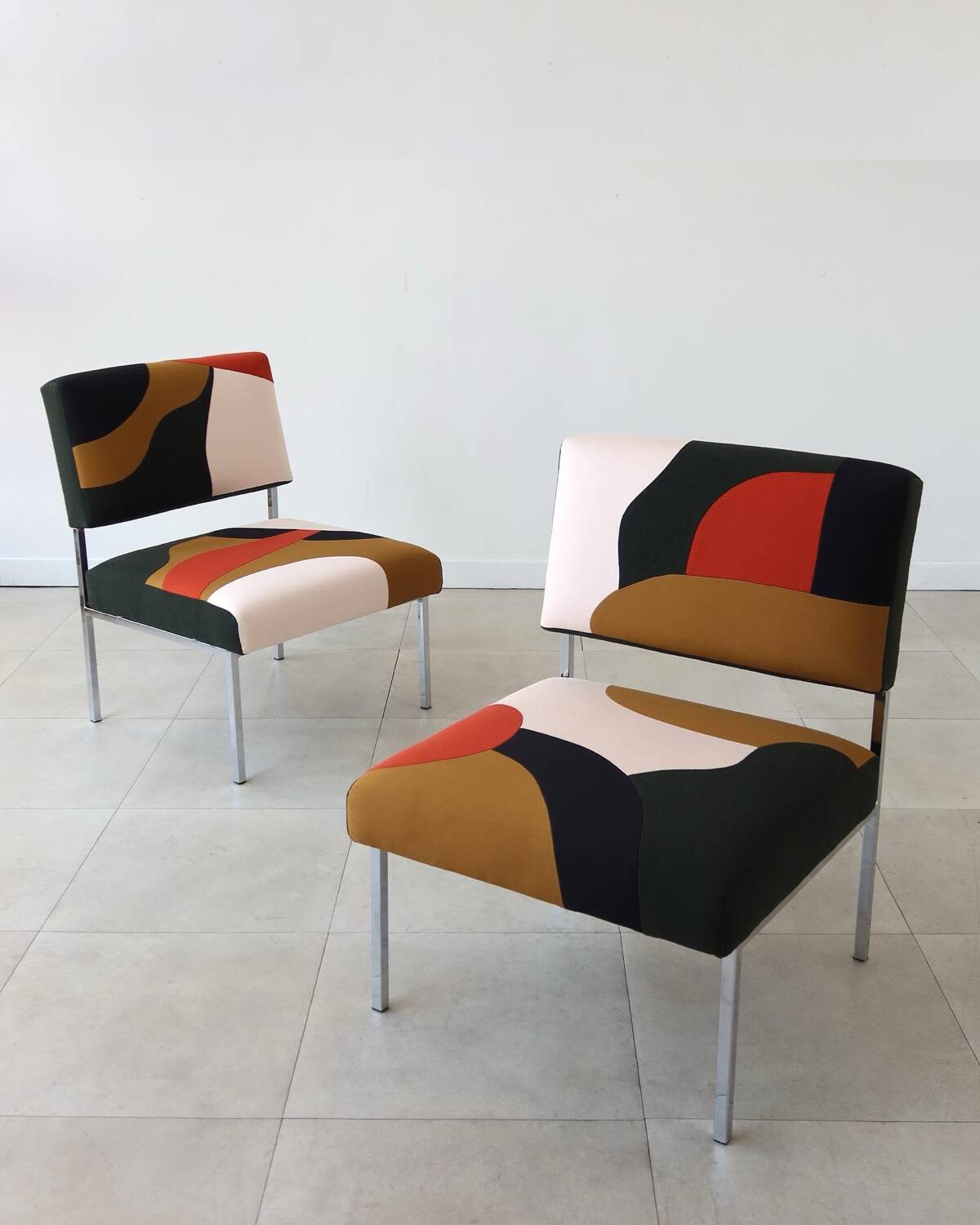 Pair of 80s industrial armchairs