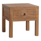Table de chevet carrée en bois d’orme ancien