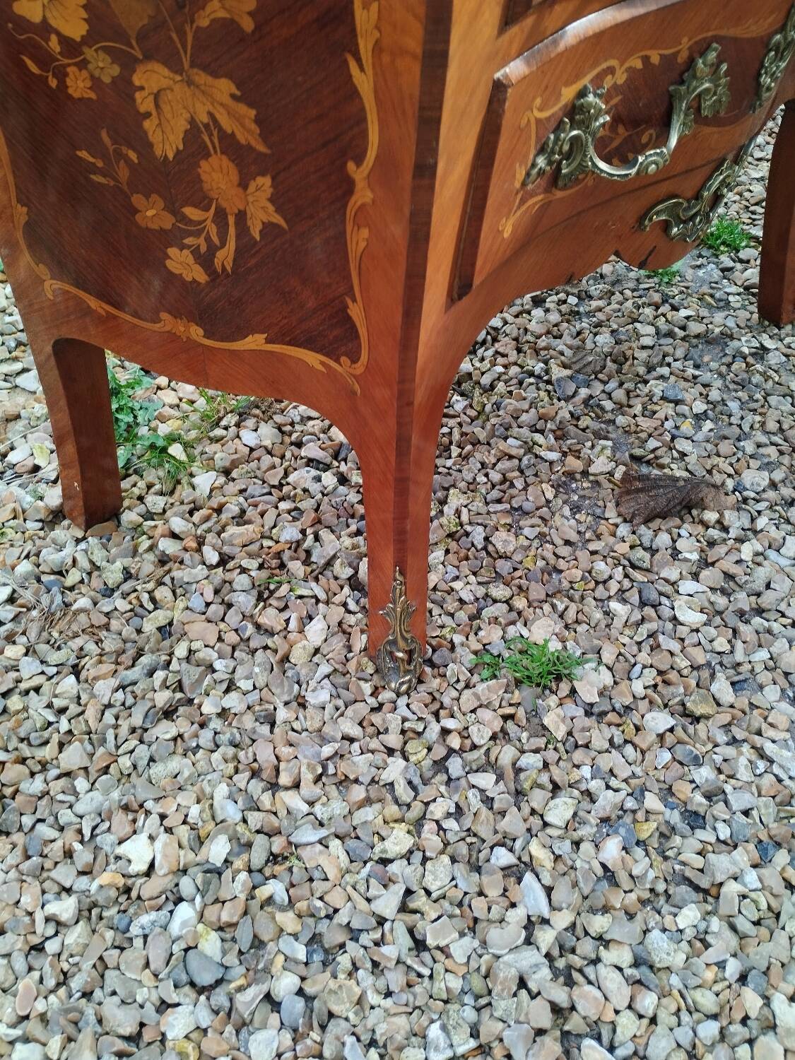 Louis xv style marble top marquetry chest of drawers