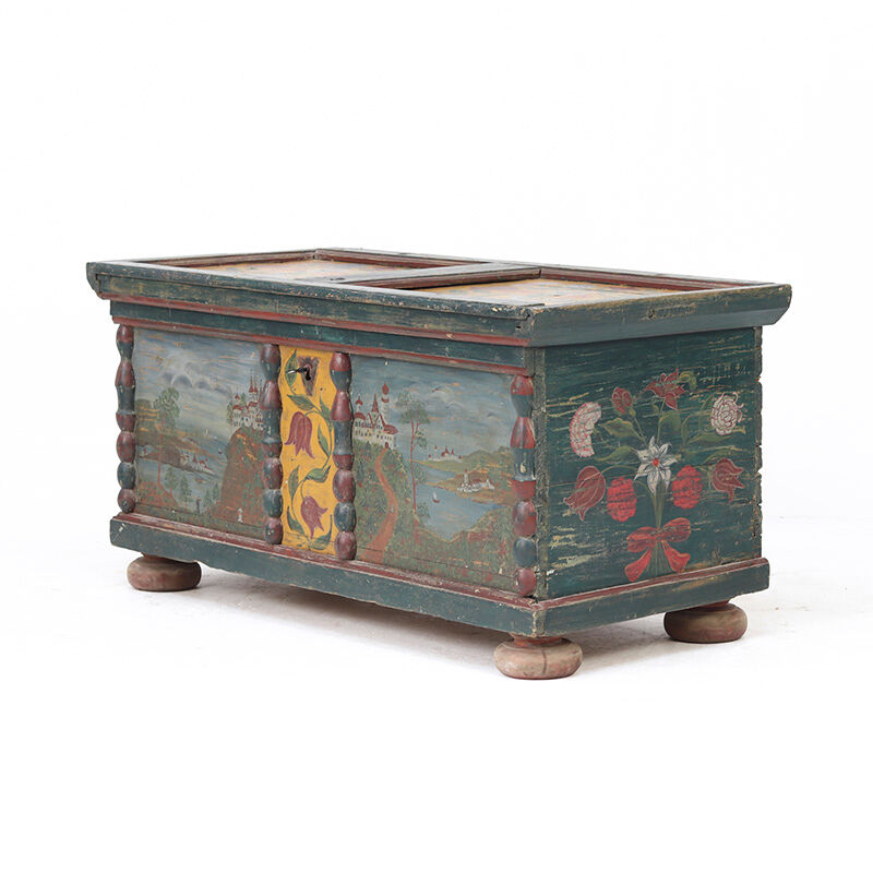Large Rustic Farmhouse Romantic Folk Art Bridal Chest