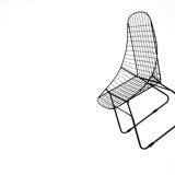 Original Vintage Scandinavian Mid-Century Modern Minimalist Black Wire Prototype Chair, 1960s, Set o