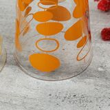 Set of vintage orange and green glasses
