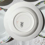 6 Digoin opaque porcelain soup plates with floral pattern "3984"