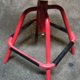 Red stool with industrial vintage screw 80s