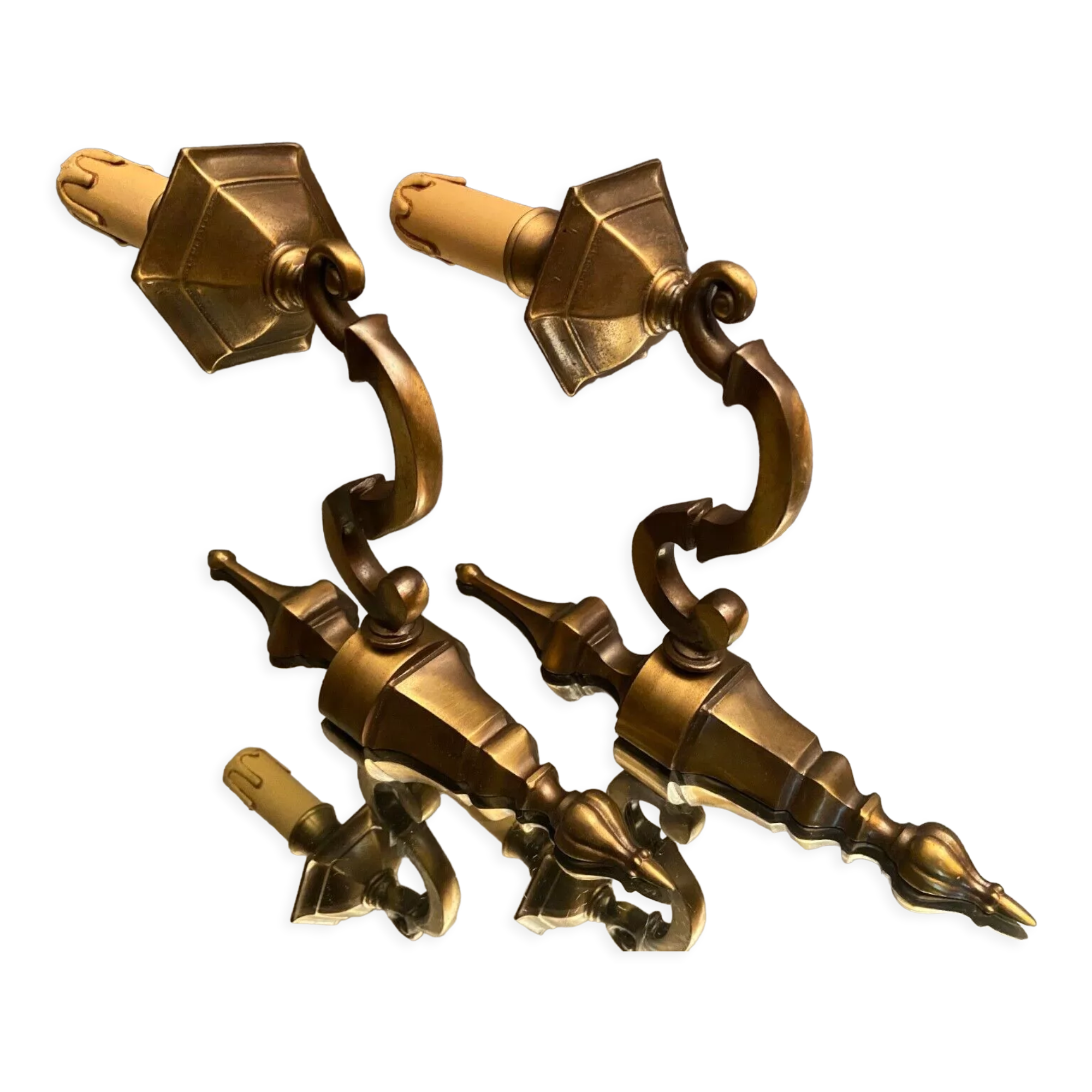 Pair of Louis XIV style brass sconces