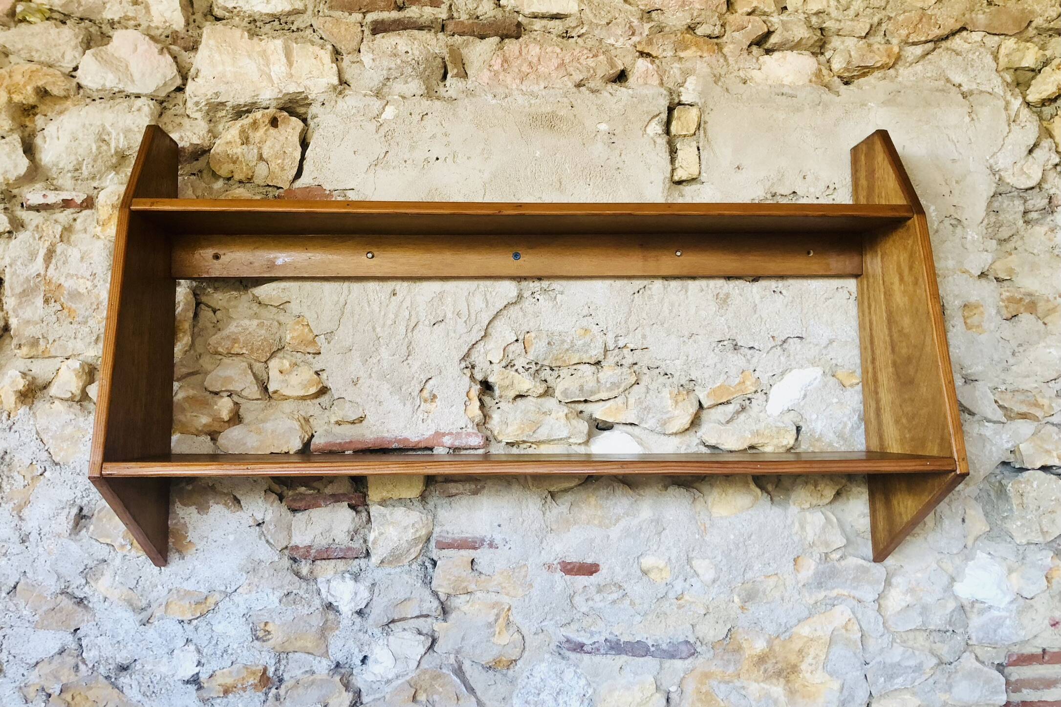 Vintage wall shelf with two shelves, 1970's