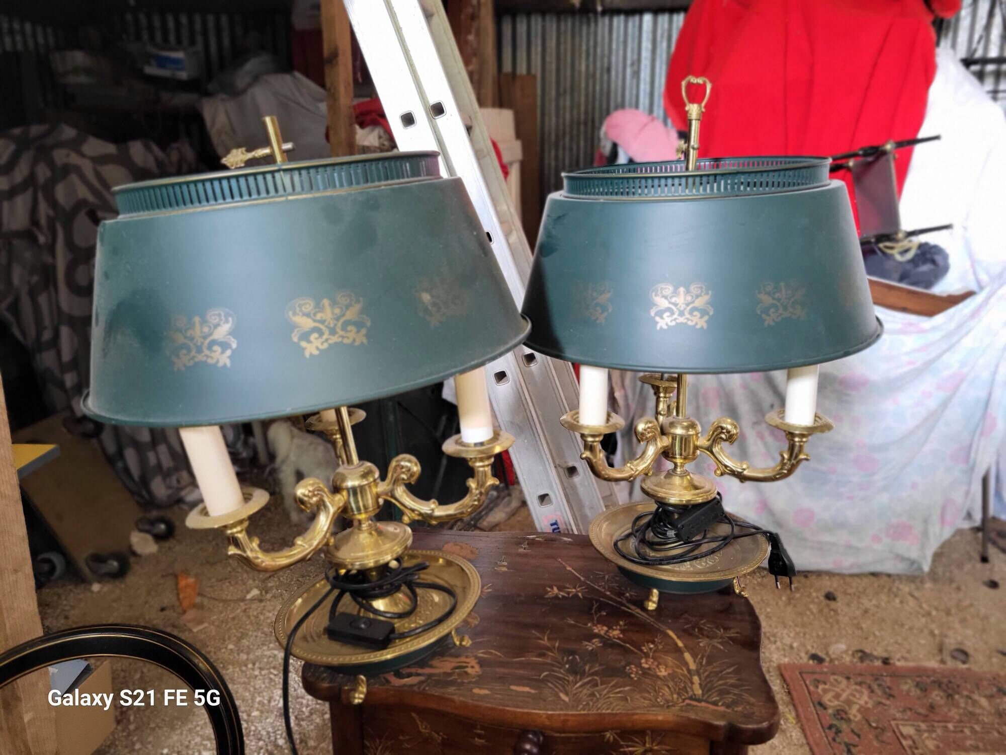 Pair of iron candlesticks